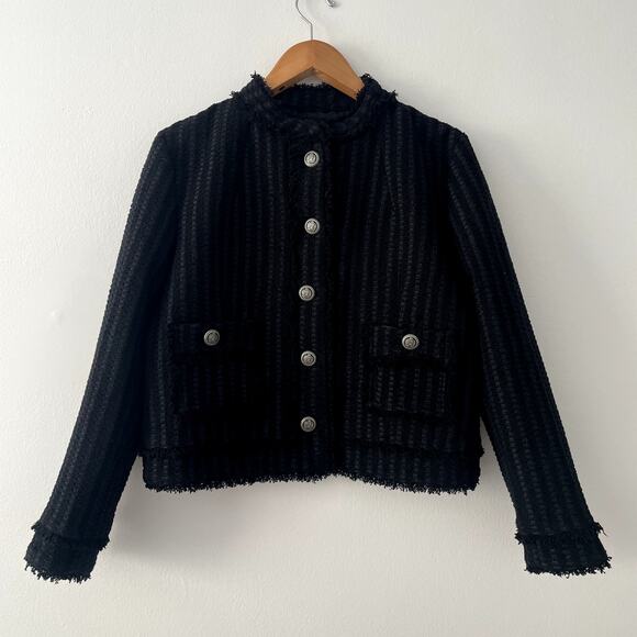 SAND Copenhagen Chili Tweed Jacket Size 38 Black Fringe - Picture 2 of 16